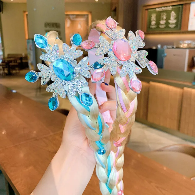 Natal peruca tranças hairband crianças coroa princesa headbands rainha floco de neve grampo de cabelo para meninas do bebê acessórios de cabelo presente