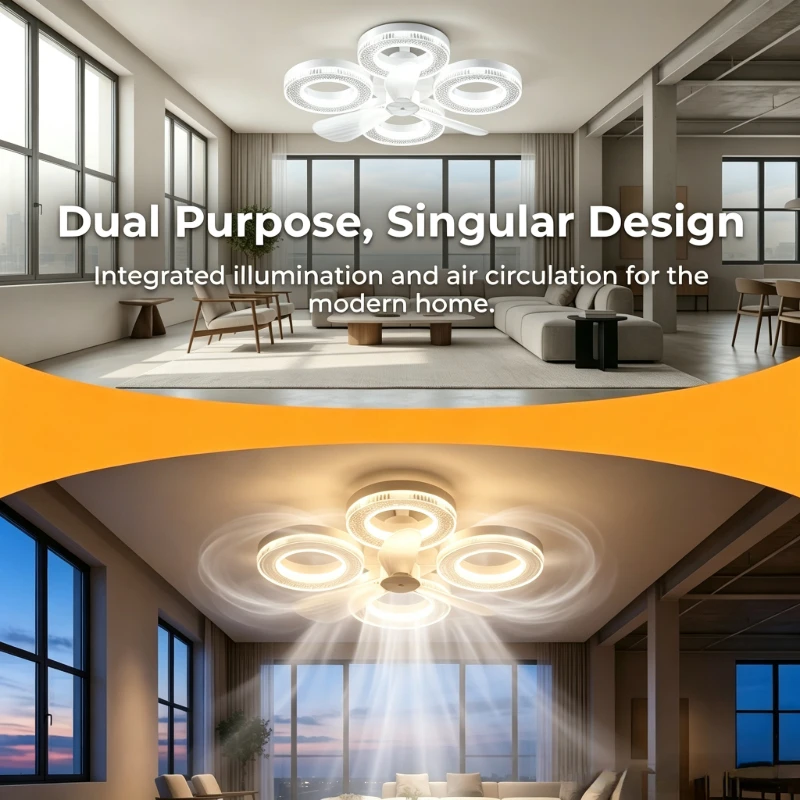 New E27 LED Ceiling Fan Light 60W 3CCT Dimmable 3 Speeds Silent Fan Lamp for Bedroom Living Dining Room Home Fans Decor Lighting