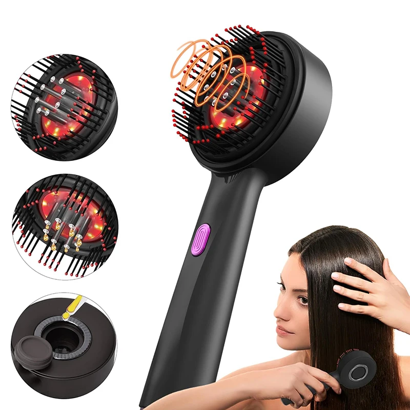 Electric Vibration Massage Comb Red Light Therapy Hair Growth Massage Scalp Brush Anti Hair Loss Liquid Oil Applicator Hair Care