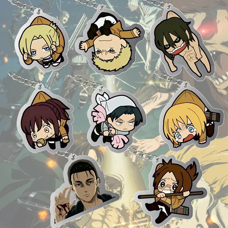 Llavero de acrílico de Attack On Titan con Eren Yeager, Armin Arlert y Levi Ackerman, adorno de anime, colgante para mochila, regalo creativo