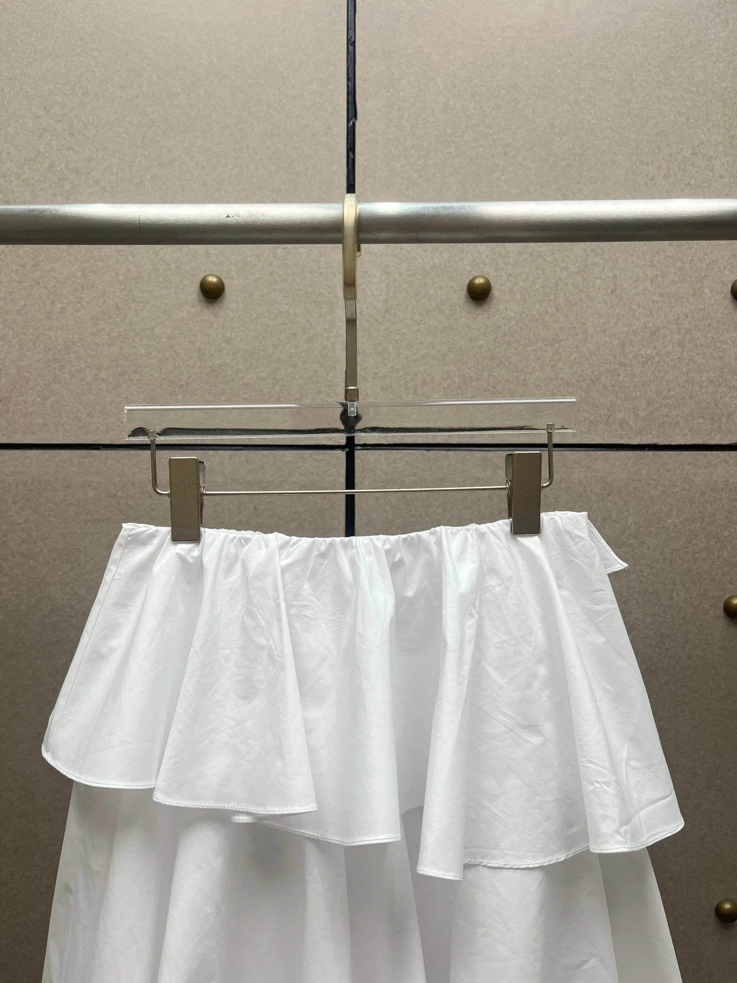 

High Quality White Ruffles Irregular Hem Midi Skirt