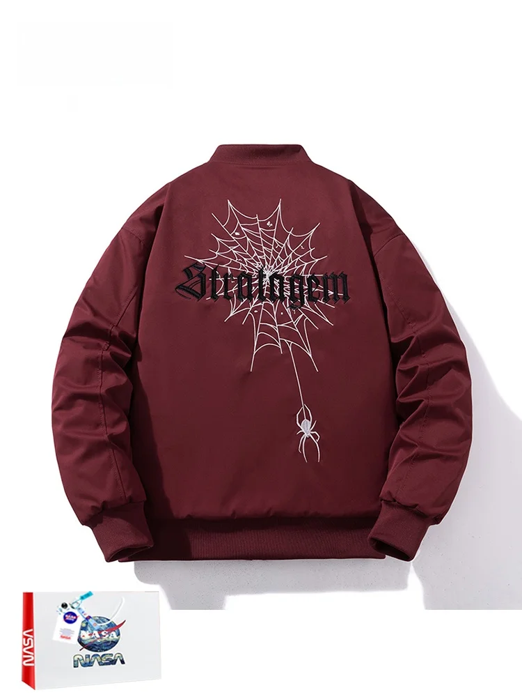 

Collaboration Men's Baseball Jaet Spring Autumn Cotton Pilot Sle Winter Outerwear Long Sve Zipper Closure Loose Fit