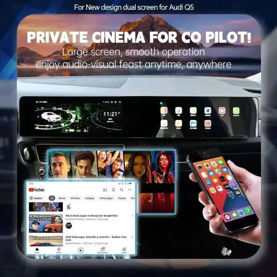 Android Auto HU Wifi 4G Curved Screen Car Radio 21inch DSP Stereo CarPlay For Audi Q5 2009-2017 GPS Multimedia Video Player