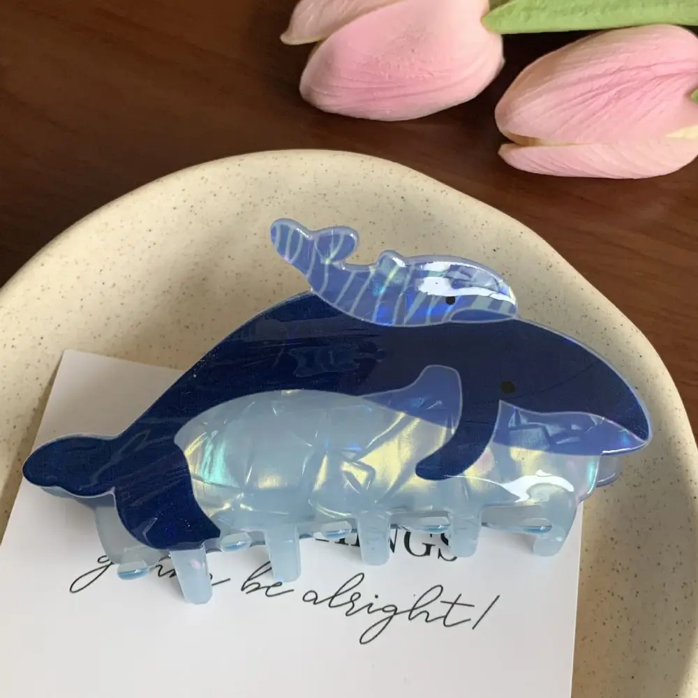 Pinces à cheveux en forme de baleine de grande taille, pinces à cheveux légères en acétate, antidérapantes, série océan, pinces à griffes de dauphin, accessoires pour cheveux