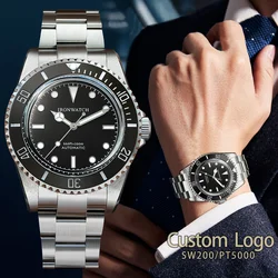 Automatic Mechanical Watches 40mm Men's Watch Sub 14060  Vintage Diver Black 20bar Water Ghost Luxury Sapphire Bubble Mirror