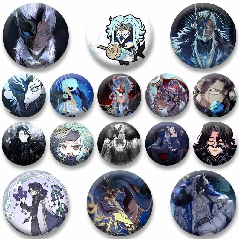 Genshin Impact Fatui Pierro Dottore Enamel Pins Anime Game Character Brooches for Bag Clothes Cartoon Lapel Badge Jewelry Gifts