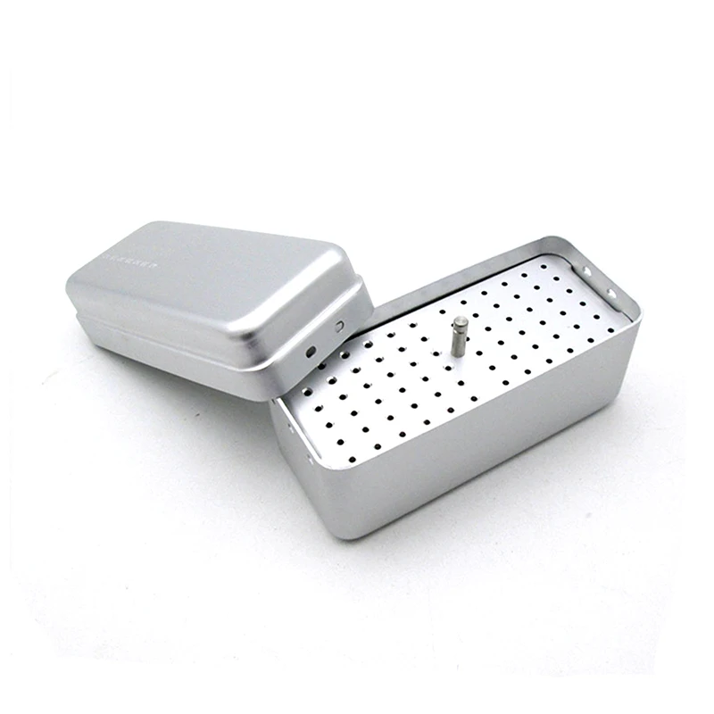 Dental 72 Hole Bur Needle Disinfection Box Aluminum Immersion Autoclave Box Dental Tool