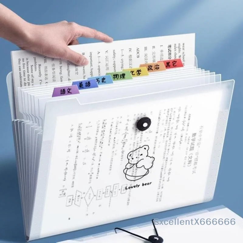 Expandable A4 File Organizer With Colored Tabs Large Capacity For Students Storing Test Papers And Study Notes