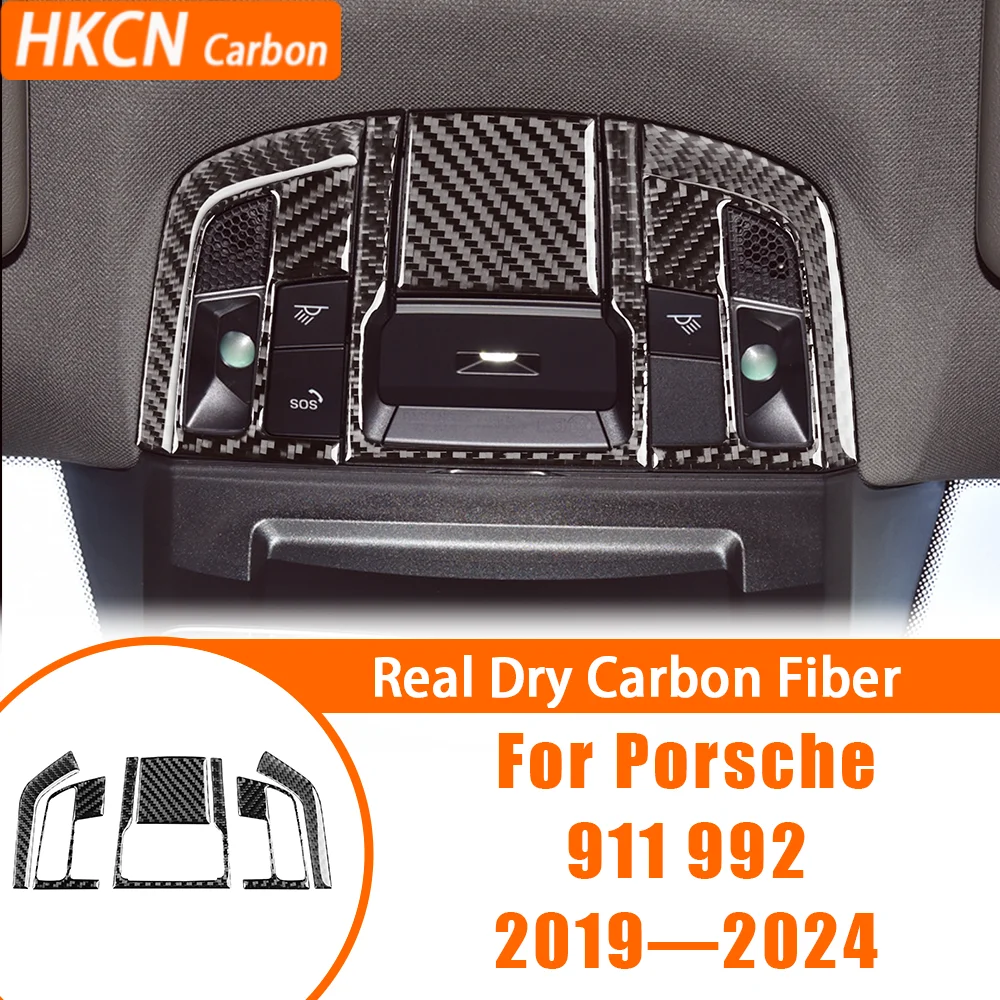 

For Porsche 911 992 2019—2024 Carbon Fiber Front Reading Light Frame Panel Car Accessories Interior Cover Trim Modified Sticker