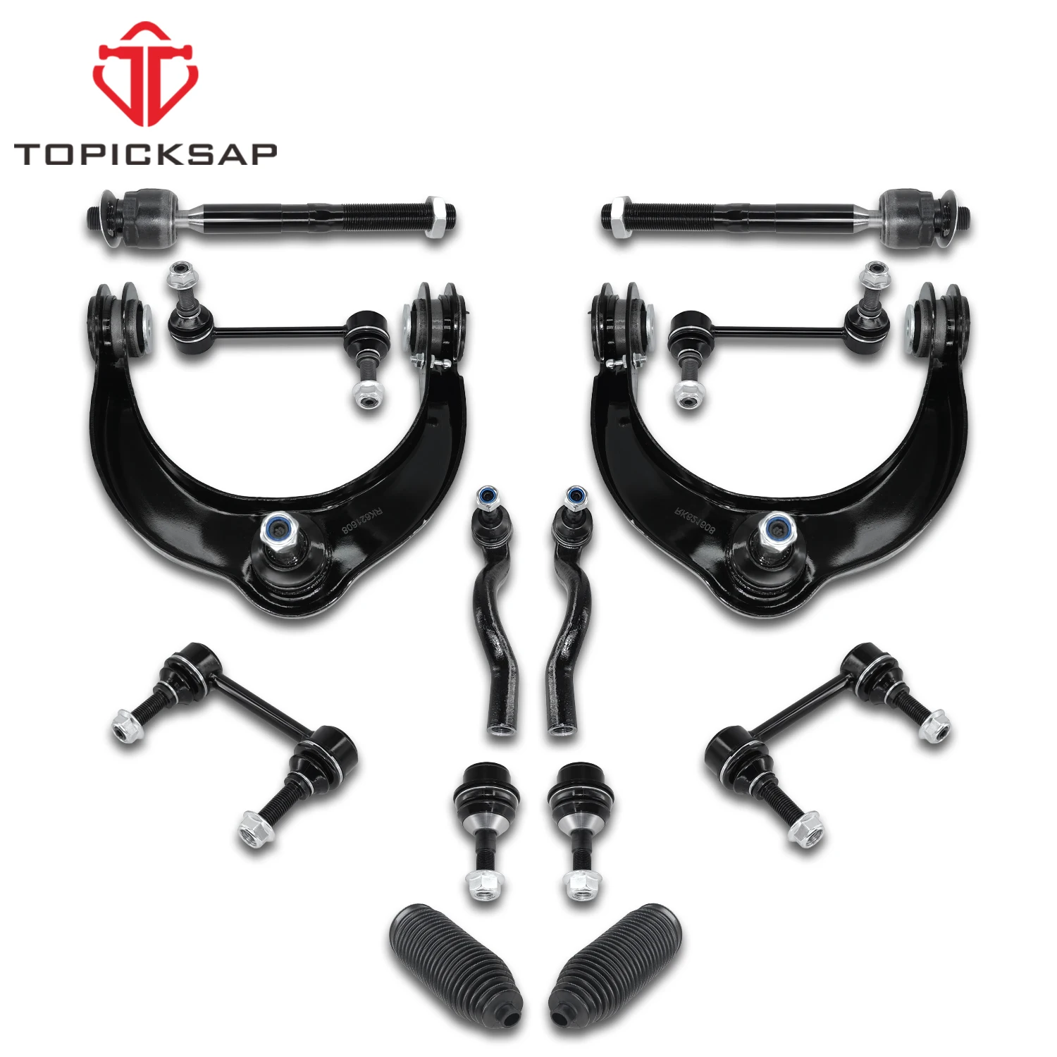 TOPICKSAP 14Pcs Front Upper Control Arm Sway Bar Tie Rod Link Boot Assembly Kit for Dodge Durango 2011-2015 Jeep Grand Cherokee