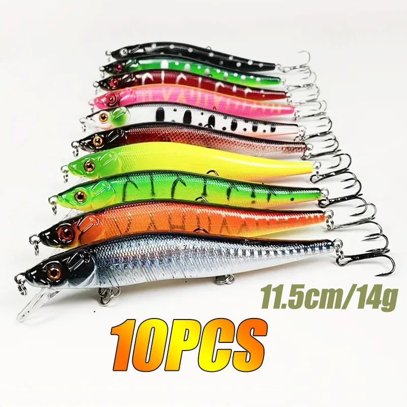 5/10Pcs Fishing Bait 11.5cm/14g Artificial Bionic Swing Hard Lure Tackle 3D Eyes Hook Wobbler Carp Fishing Pesca for Bass Pike