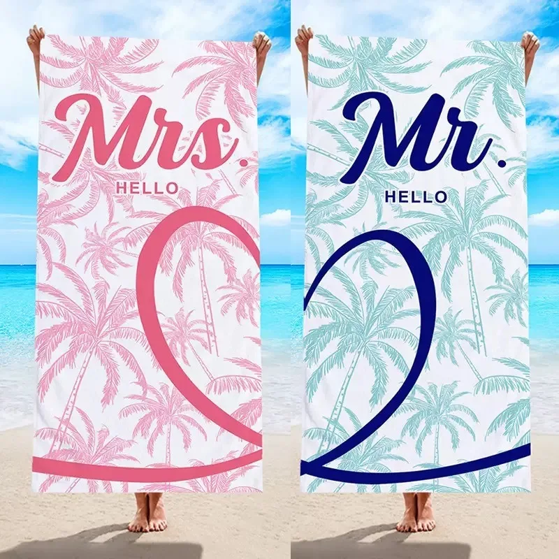 

Mr and Mrs Couple Beach Towel Honeymoon Gift Polyester Quick Dry Matching Swim Bath Towel Wedding Anniversary Travel Vacation