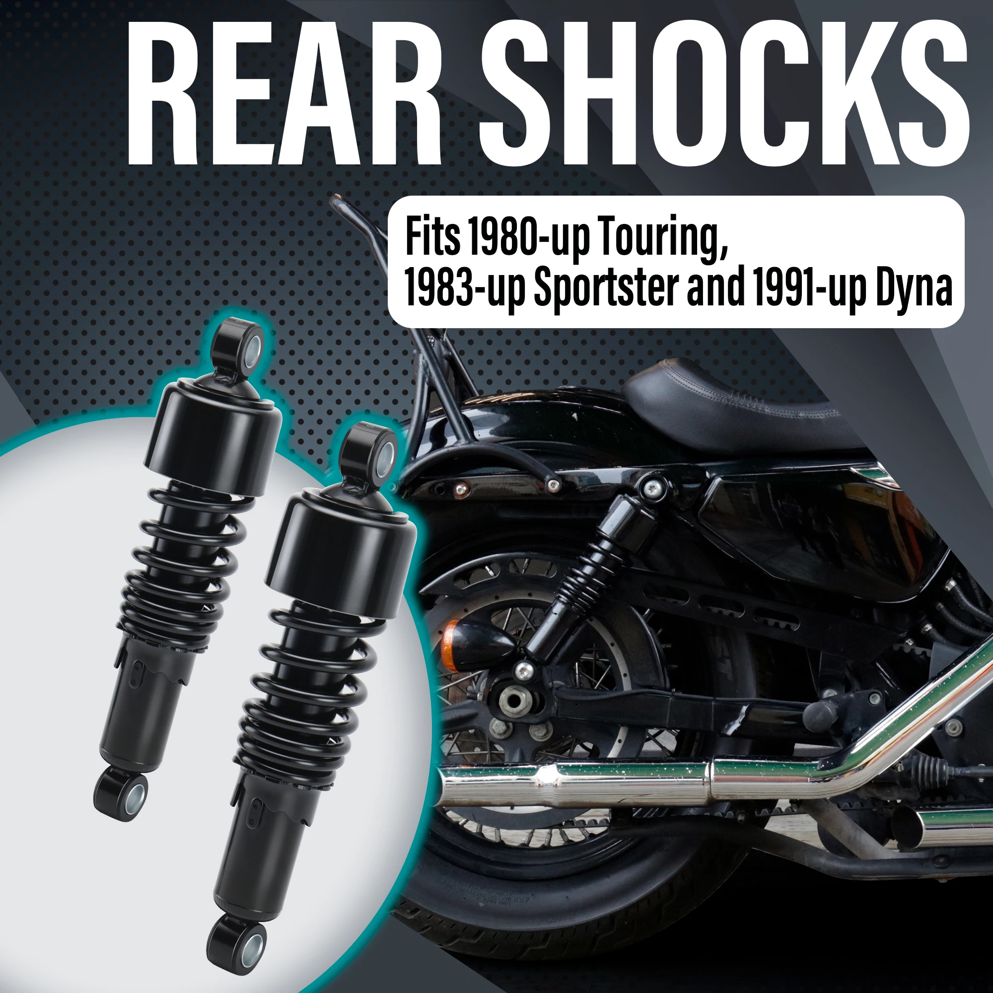 دراجة نارية 10.5 "/267 مللي متر خفض طقم تعليق الصدمات الخلفية لـ Harley 1980-Up Touring ، 1983-Up Sportster ، 1991-Up Dyna