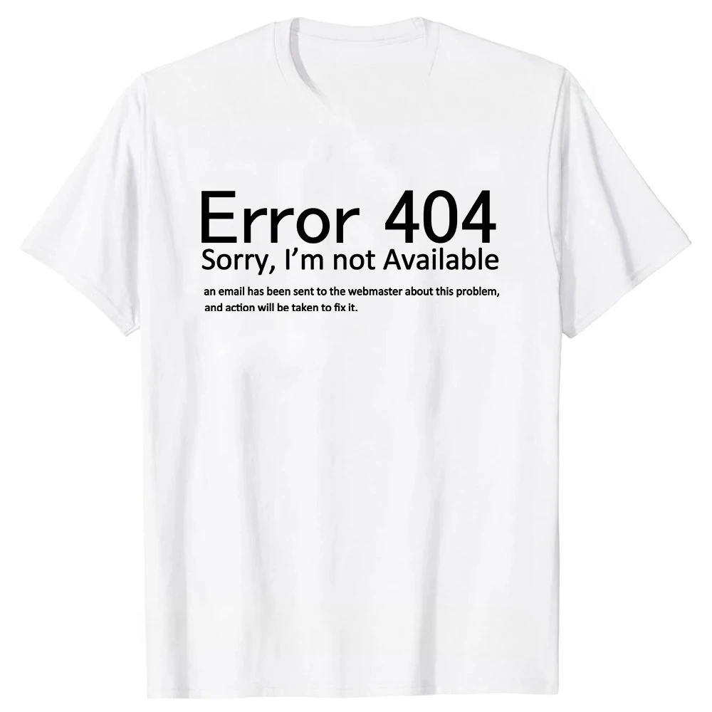 Error 404 Costume Not Found Halloween Funny Coding Coder Men Women T-Shirt Street Casual Short Sleeve Sport Clothing Summer Top