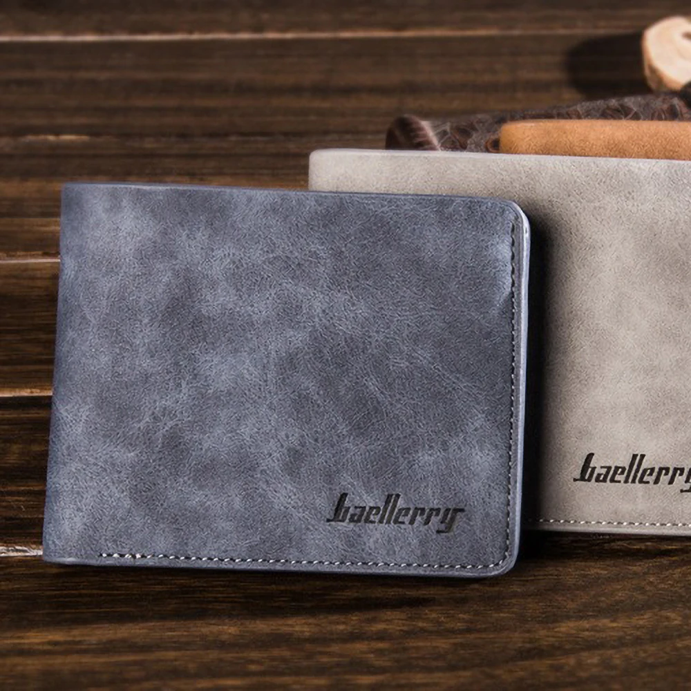 Slim Minimalist Men's Short PU Wallet Protection Engraved Leather Card Holder Travel image 6