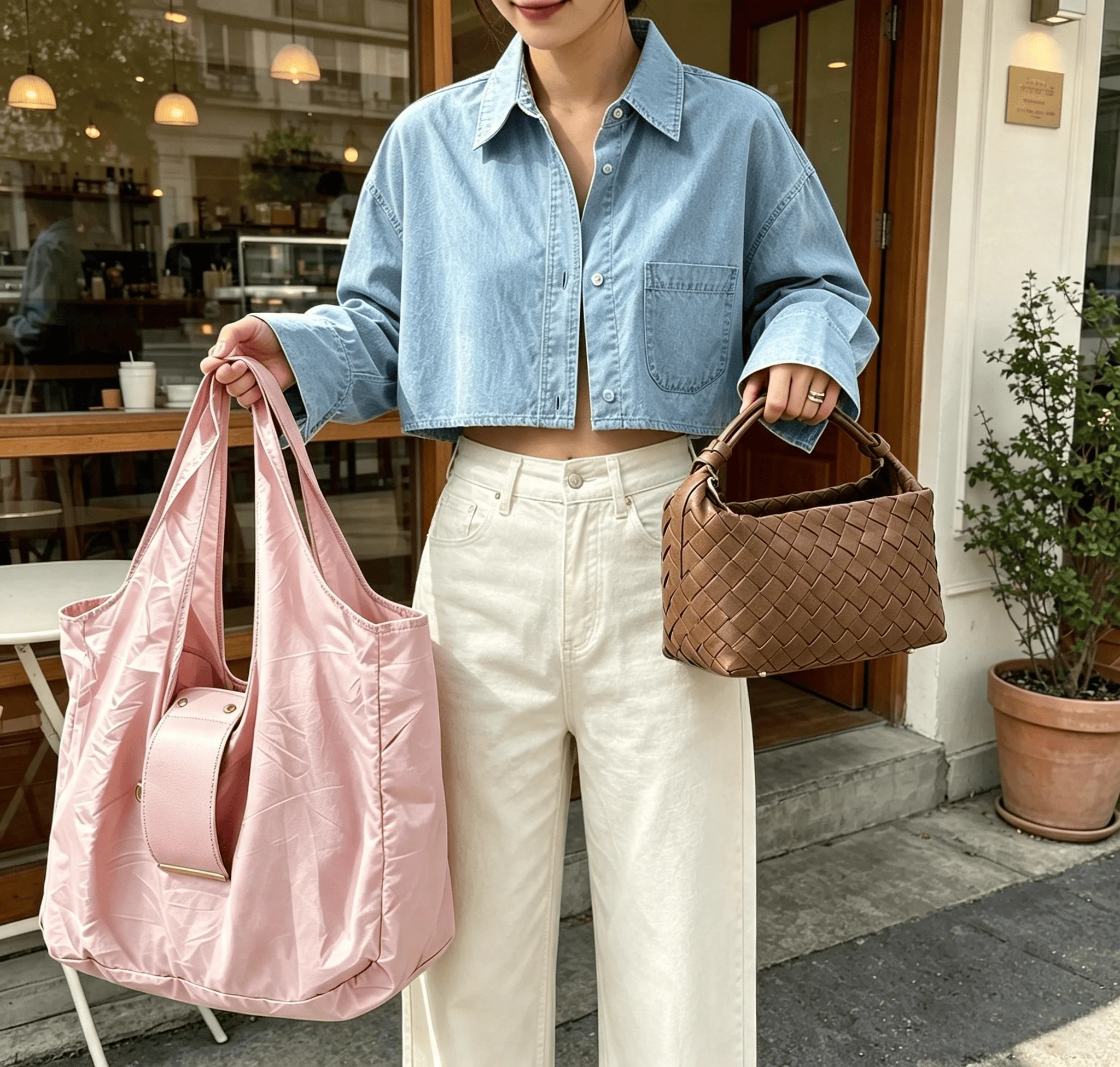 Faltbare Nylon-Tragetasche mit Schlüsselanhänger, Große Kapazität, Wiederverwendbare Einkaufstasche, Tragbare Schulterhandtasche für den täglichen Einkauf und Reisen – Detail 10
