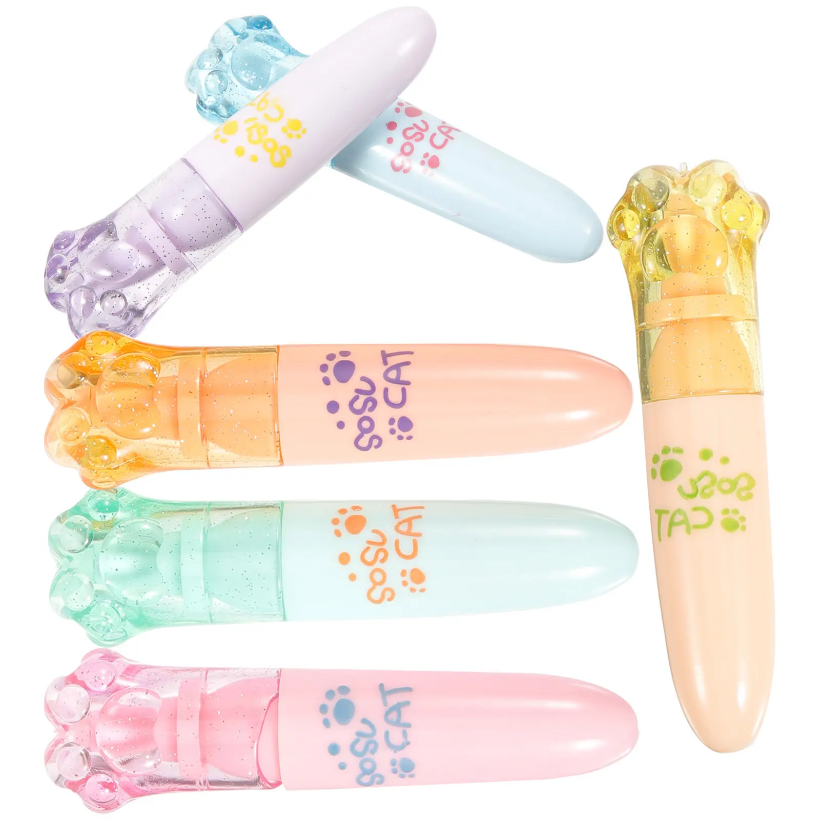 

6Pcs Cartoon Fluorescent Highlighters Water-Based Pigments Vibrant Long-Lasting Colors Easy Pull Design Portable School Supply