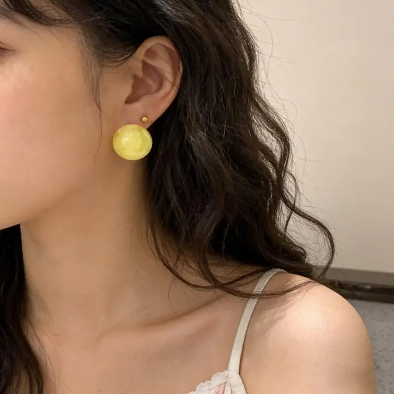 Candy Colored Acrylic Half Dome Stud Earrings With Shiny Glossy Finish Perfect For Daily Wear Parties Vacation/Casual Hangouts