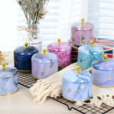 

New European Retro High-End Candle Aromatherapy Handmade Soap Packaging Box Round Iron Box Tea Candy Jewelry Storage Box Gifts