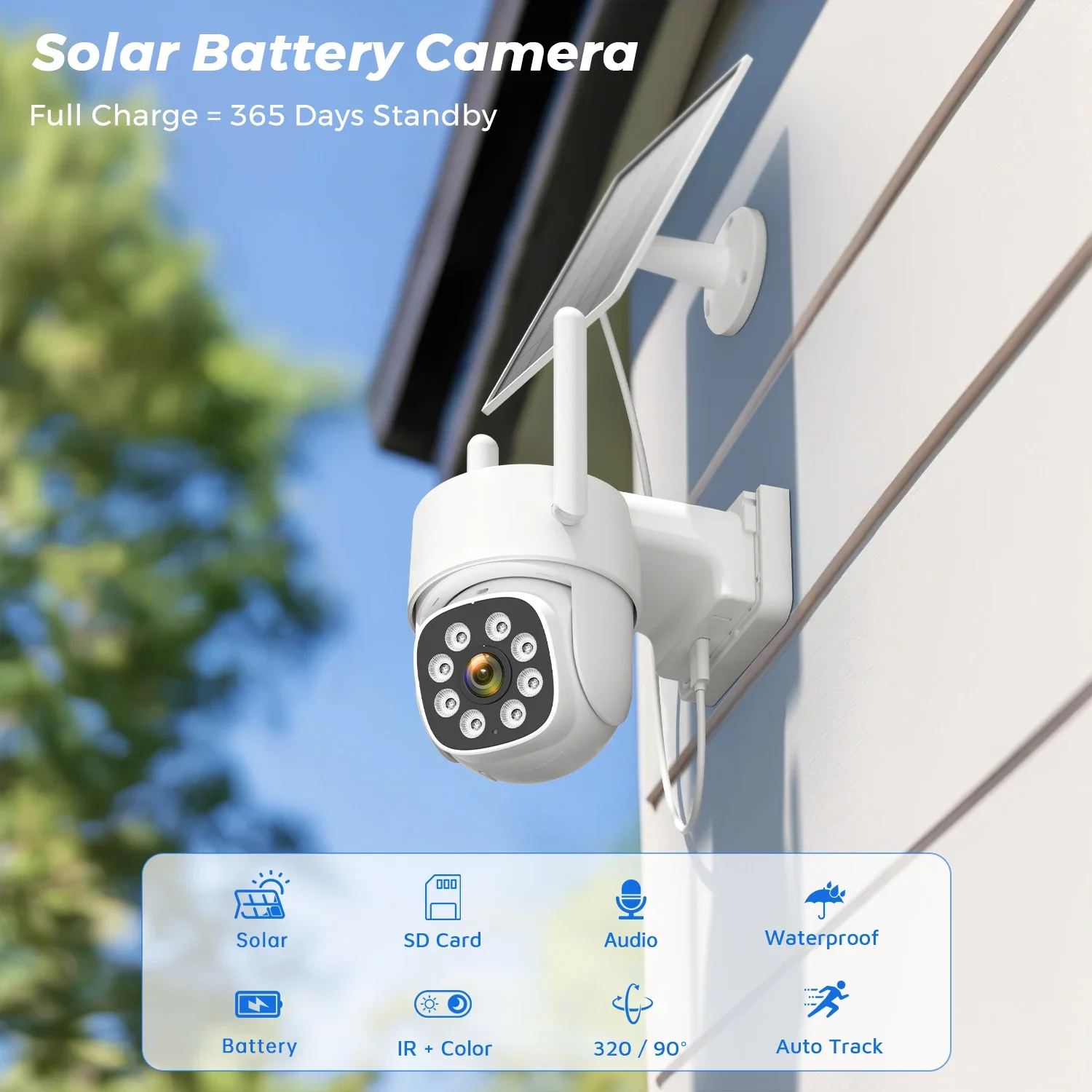 8MP 4K AOV Solar Wifi Camera Outdoor Built-in 9000mAh Battery Wireless Surveillance Camera 24/7 Recording 365 Days Standby ICSEE