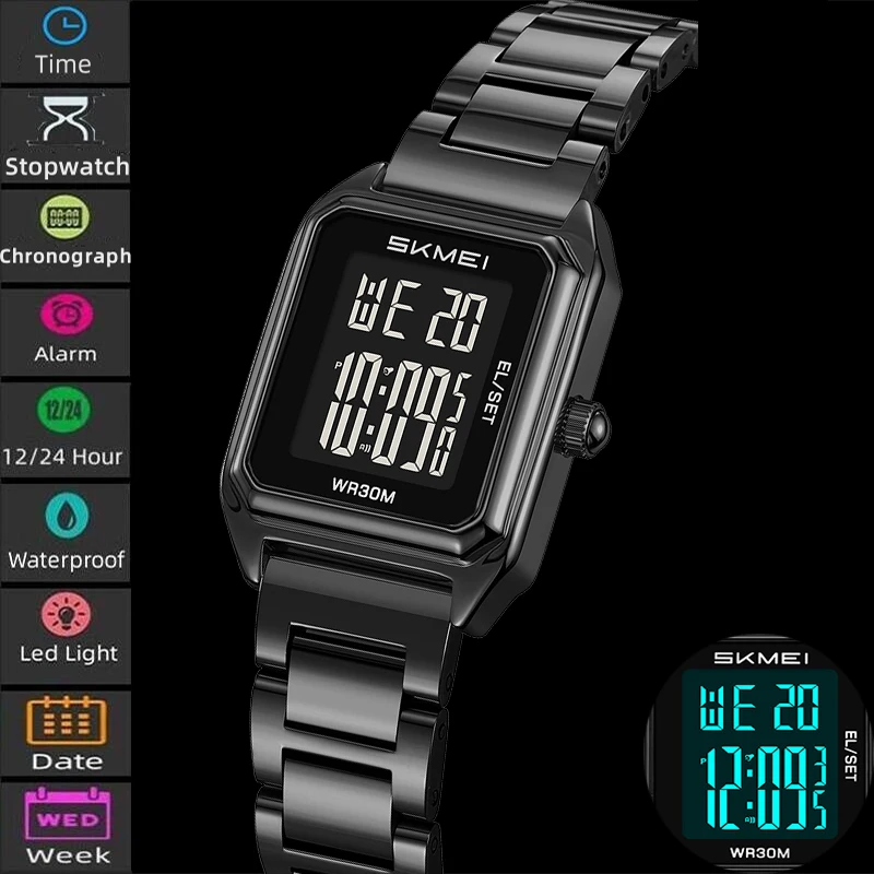 Skmei Luxury Bracelet Digital Watches for Womens Waterproof 12 24 Hour LED Chronograph Date Week Display Fashion Female Time