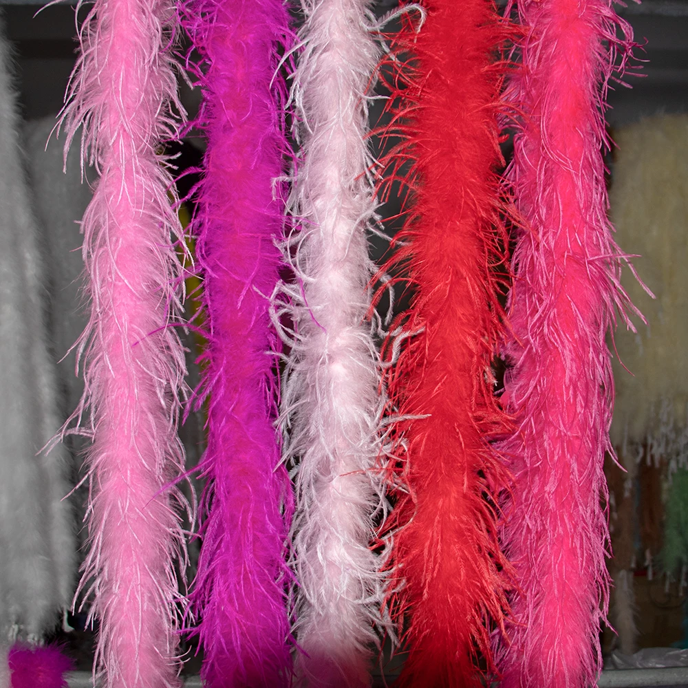 1Ply Ostrich Feather Boa Long High Quality Ostrich Feather Scarf Trims for Party Halloween Clothing Decoration Shawl 2 Meters