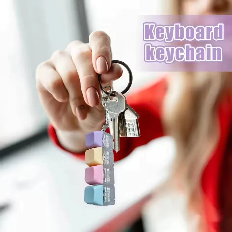 1/2PCS LED Macaron Keyboard Fidget Toy with Keychain Sensory Fun Anxiety Decompression Toys