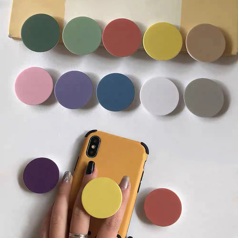 

Solid Matte Round Phone Holder Cute Phone Grip Talk Bracket Support For iPhone Samsung Google Huawei Mi Griptok Expanding Stand