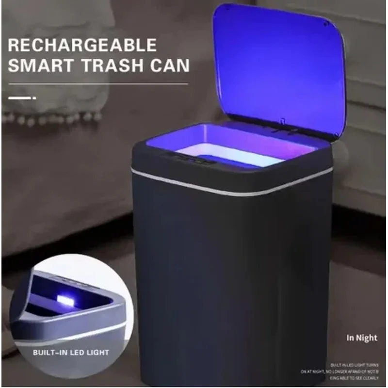 14L Smart Trash Can Dustbin Automatic Touch Bathroom Garbage Toilet Recycle Waste Bin Kitchen Sensor Basket for Rubbish Bucket ￼