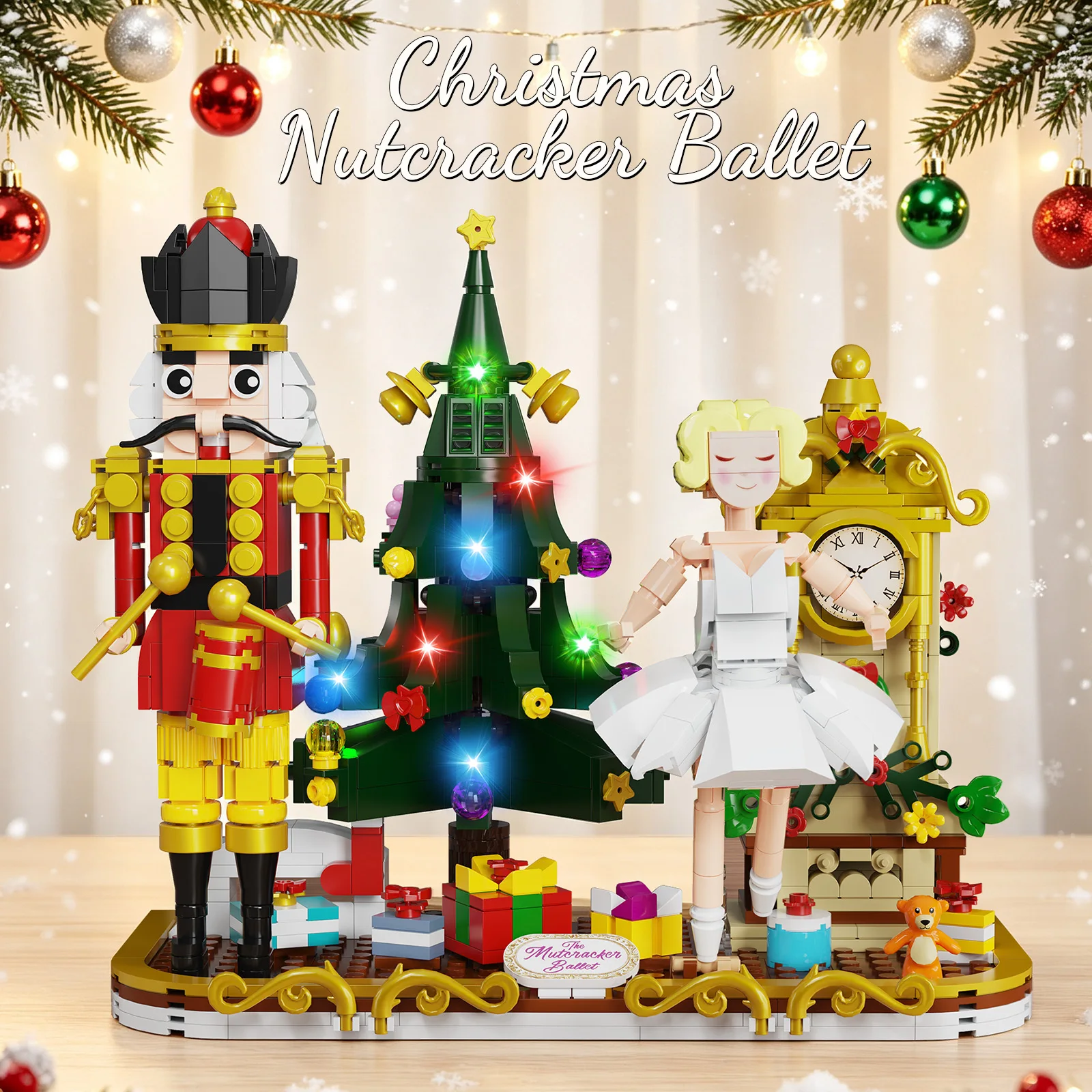 Christmas Nutcracker Building Blocks Set Xmas Nutcracker Drummer Ballerina Girls Model Home Ornament Collectible Gifts for Adult