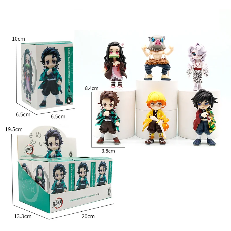 Figura de dibujos animados de Anime Demon Slayer Tanjiro Kamado Nezuko, caja ciega, modelo de estatua, adorno, caja de regalo sorpresa, figura de colección, 6 uds.