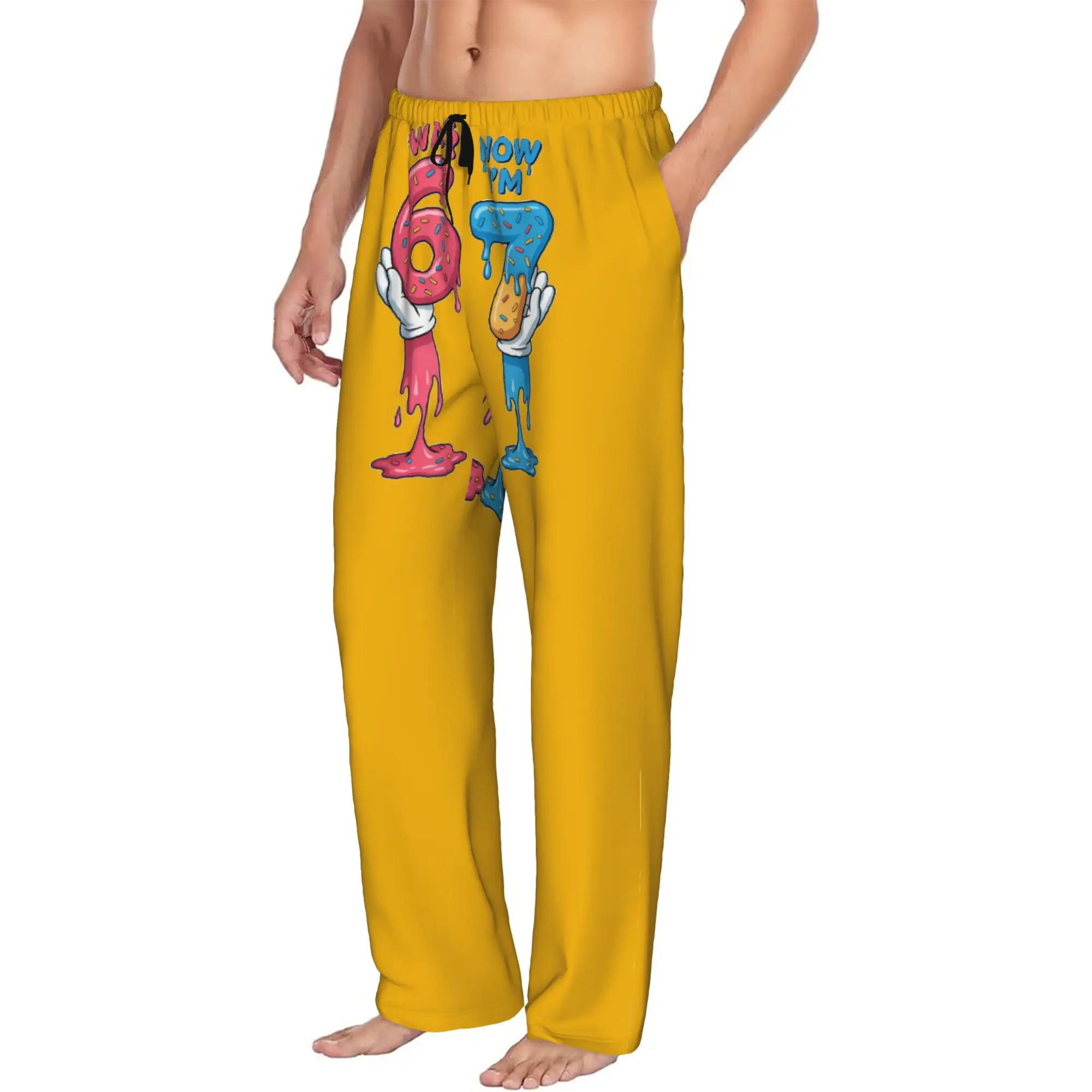 Custom Funny Sixty Seven  Pajama Pants Sleepwear for Men Elastic Waistband  Sleep Lounge Bottoms with Pockets view 2
