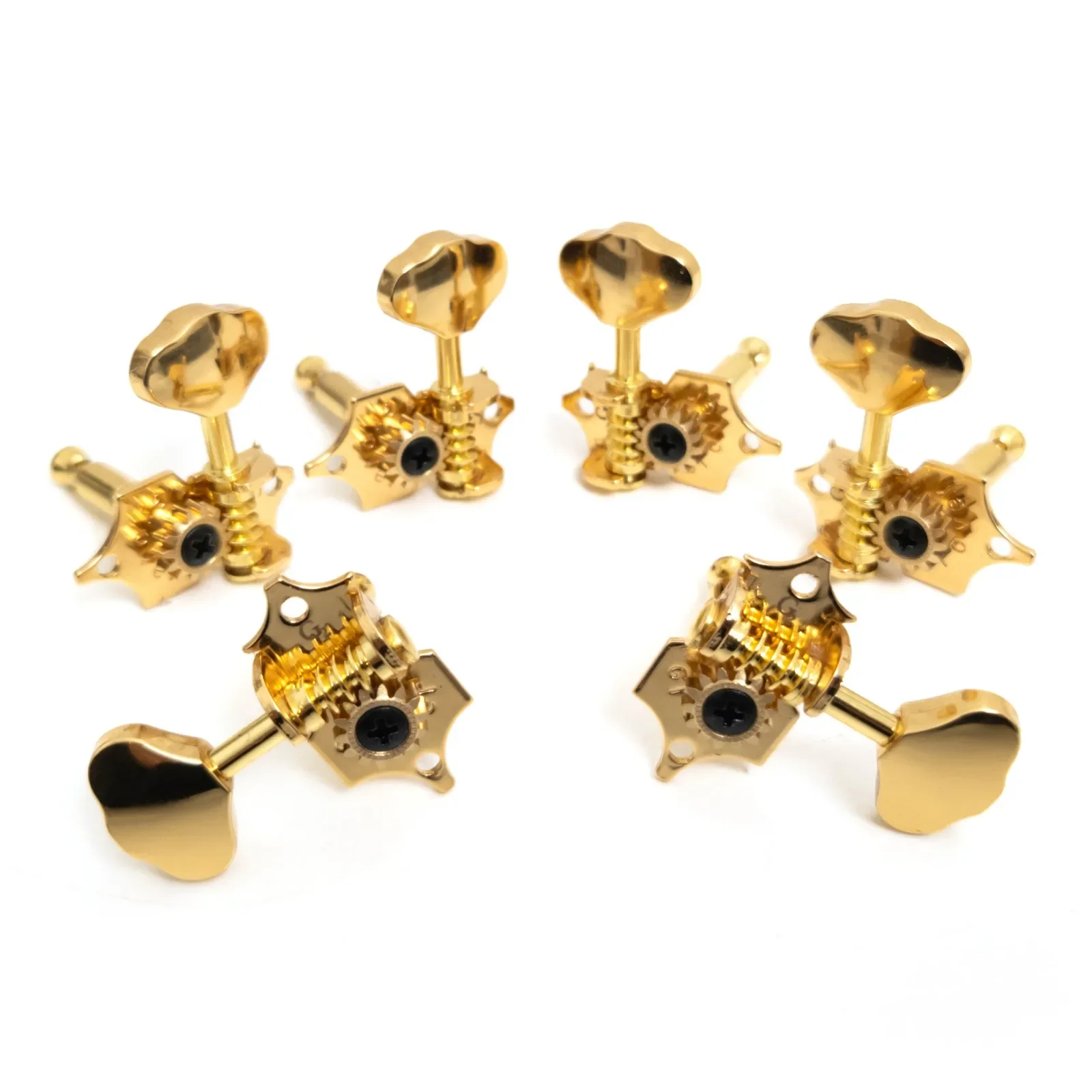 Acoustic Guitar Vintage Open Gear Tuners 3L3R Solid Peghead Machine Heads Gold Chrome
