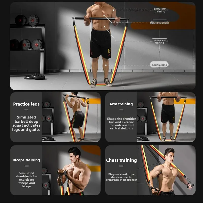 Resistance Bands Set with Handles TPE Exercise Bands Home Gym Workout Strength Training Fitness Yoga Pilates