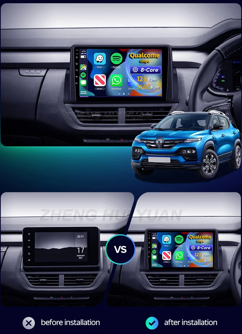 For Renault Kiger 2021 Android 16 Car Radio Multimedia Player Android Auto Carplay Head Unit Navigation GPS WIFI 4G RDS