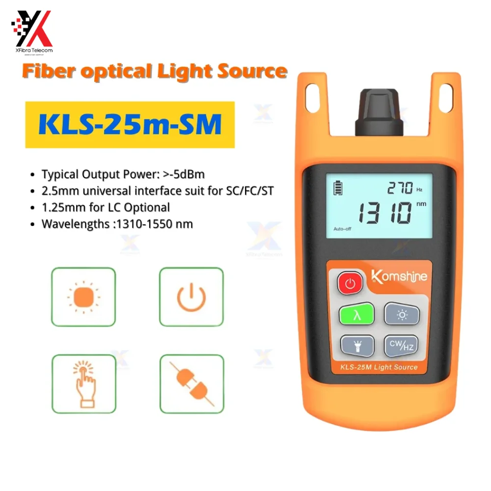 

Komshine KLS-25M Fiber Optic Laser Source 1310/1550nm Optical Power Meter Fiber Optic Cable Tester OLS