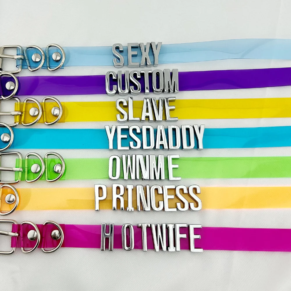 Punk Sexy Letters Custom Choker Collar Necklace Men Women Unisex Personalized Kawaii Candy Pvc Customized Cosplay Party Jewelry