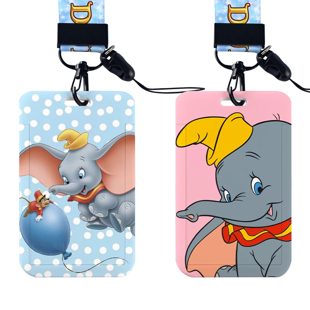 

Disney Cute Dumbo Patterns Women Lanyards ID Badge Holder Strap Work Card Bus Access Card Holder Keychains Accessories