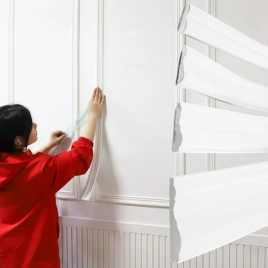 Self-Adhesive Wall Decoration Molding Trim 3D TPE Chair Rail Panel Molding DIY Universal Wall Protector Cabinet Border