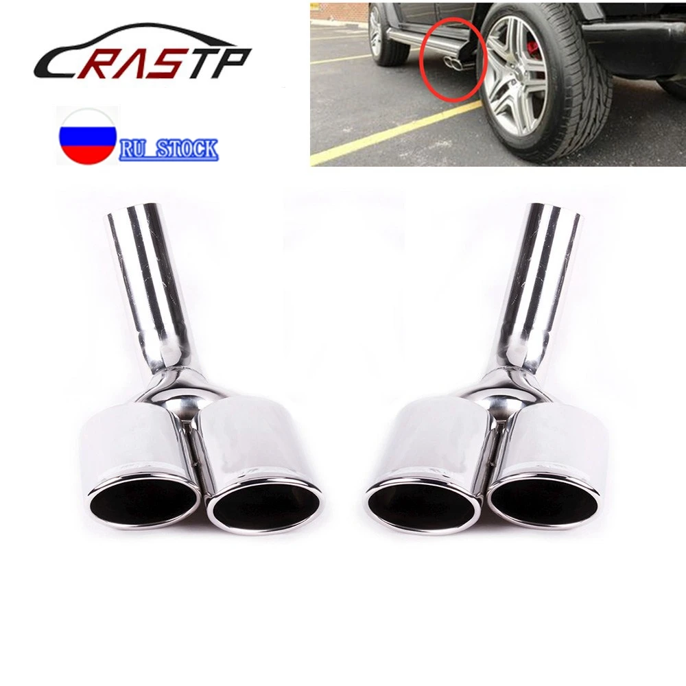 1 Pair Auto Car Exhaust Pipe Tip Muffler Stainless Steel Trim Tail Throat for Mercedes-Benz G-Class W463 G500/G63/G550 With Logo