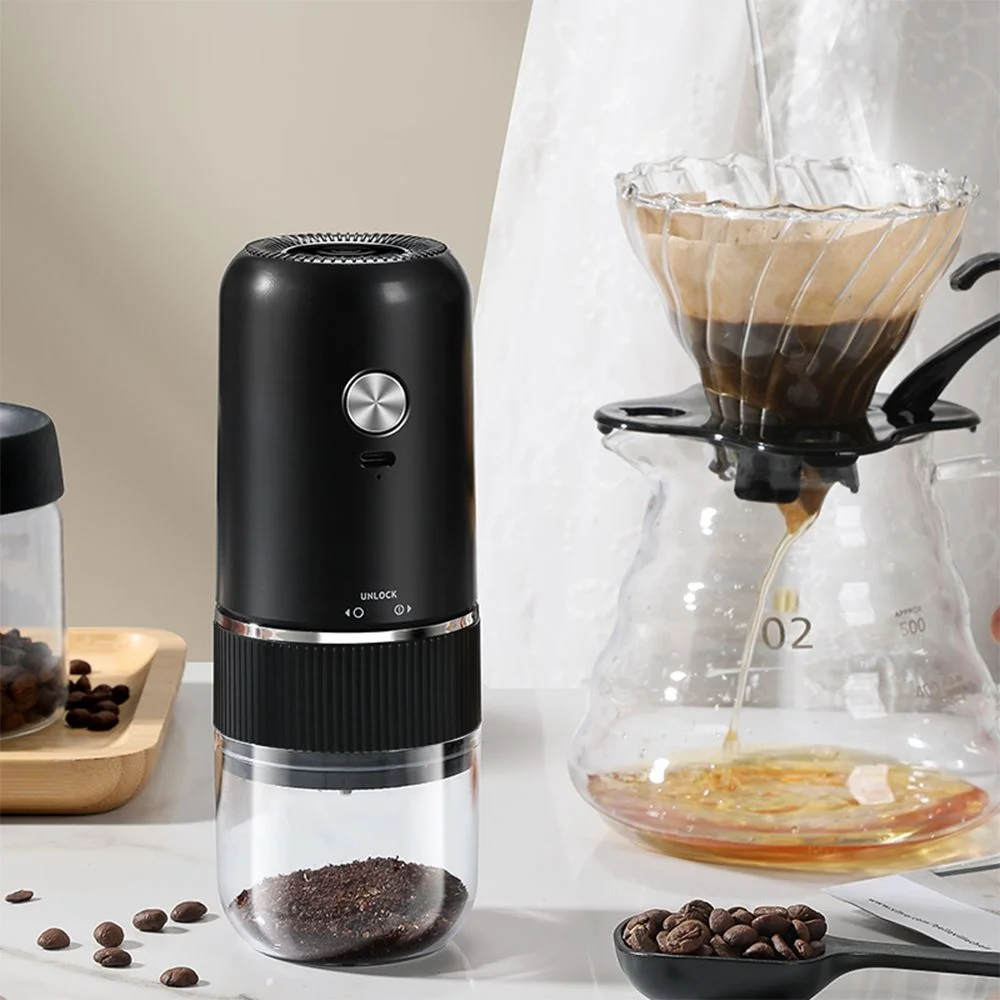 USB Rechargeable Portable Coffee Grinder Cordless Ceramic Burr Mini Coffee Grinder Adjustable Thickness Induction Self Stop