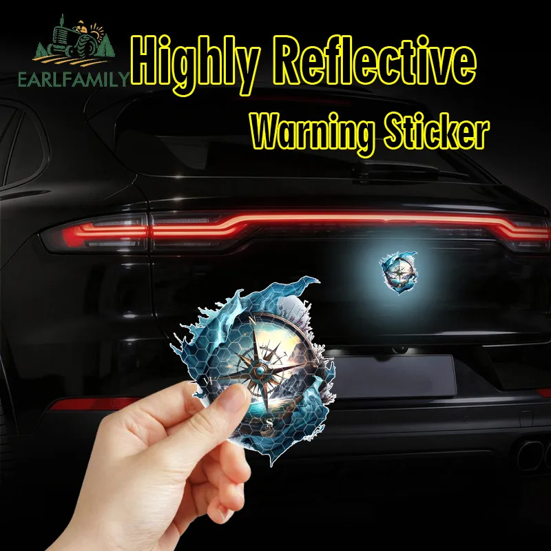 EARLFAMILY Adesivos refletivos para carro, motocicleta, capacete, vinil, à prova d'água, decalques à prova de arranhões, protetor de porta de carro