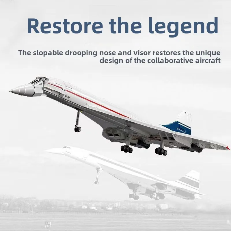 2083 elementy Model Concorde Klocki Zabawka dla Dorosłych Wysoki Poziom Trudności Duży Samolot Ozdoba