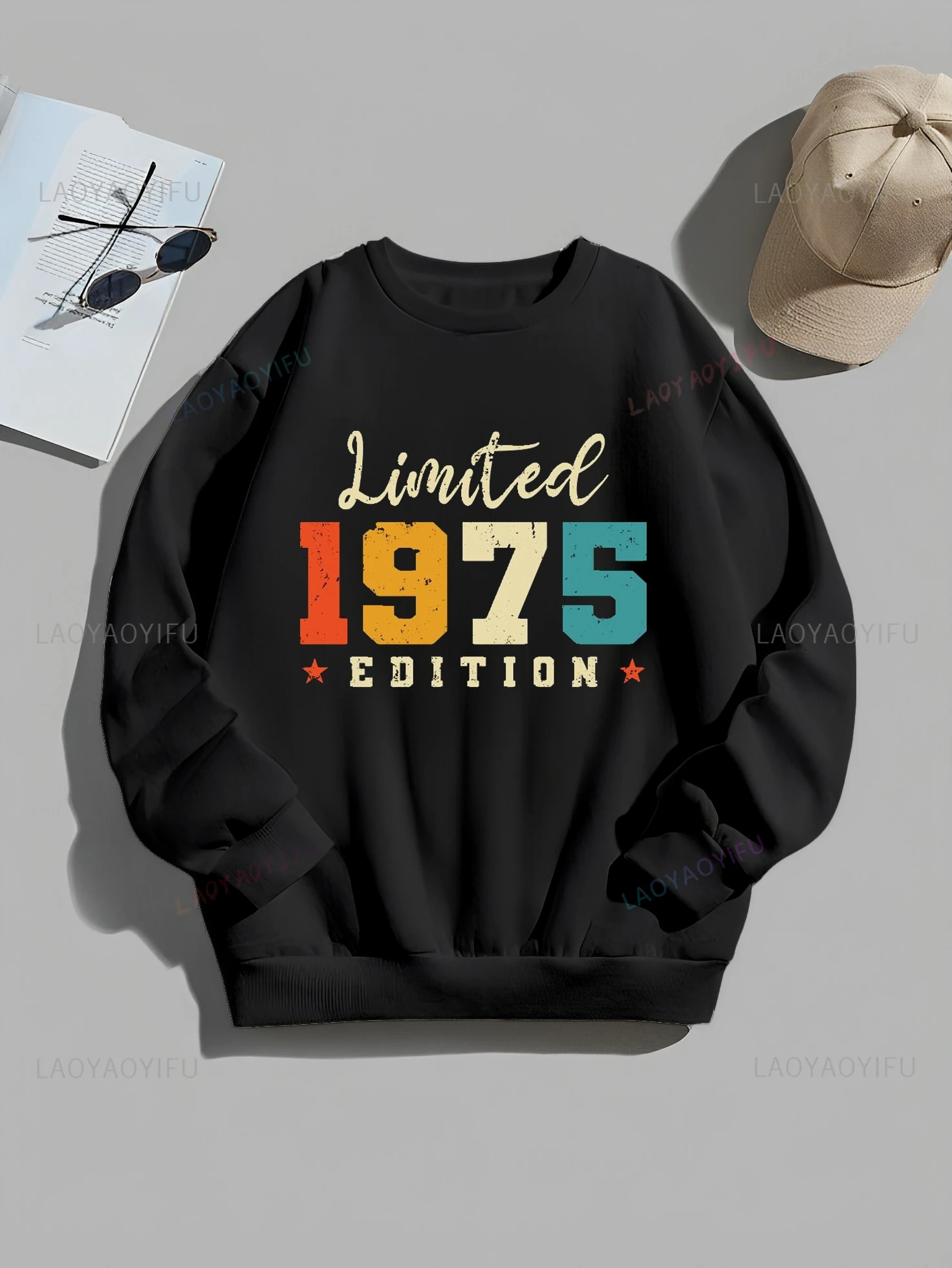 Hoodie Met Historische Print Geboren In 1975, Unisgender Verjaardagscadeau, Herfst/Winter Dagelijkse Streetwear, Casual Losse Capuchon Met Ronde Hals