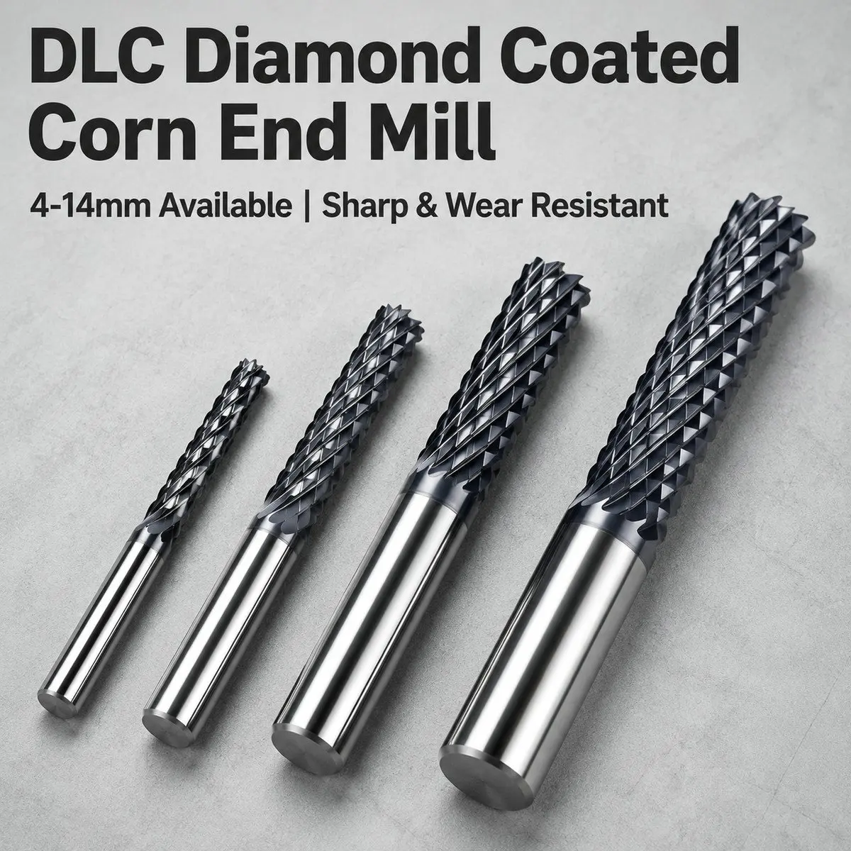 92HRC 4-14MM DLC Diamond Nano Coating Corn Teeth Cutting Tools Imported Tungsten Steel Carbide End Milling Cutter Router Bit Set