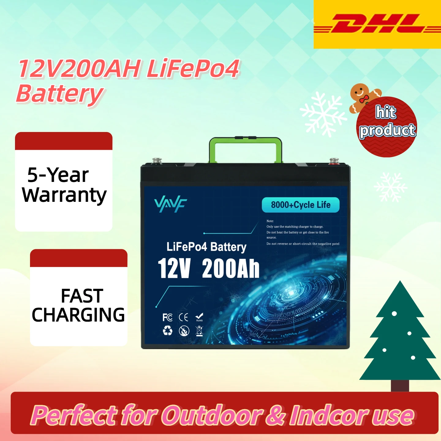 

LiFePO4 Battery12V 200Ah fit☀️Solar Battery with Advanced Management System(BMS)for Solar Battery Backup Power&RVs