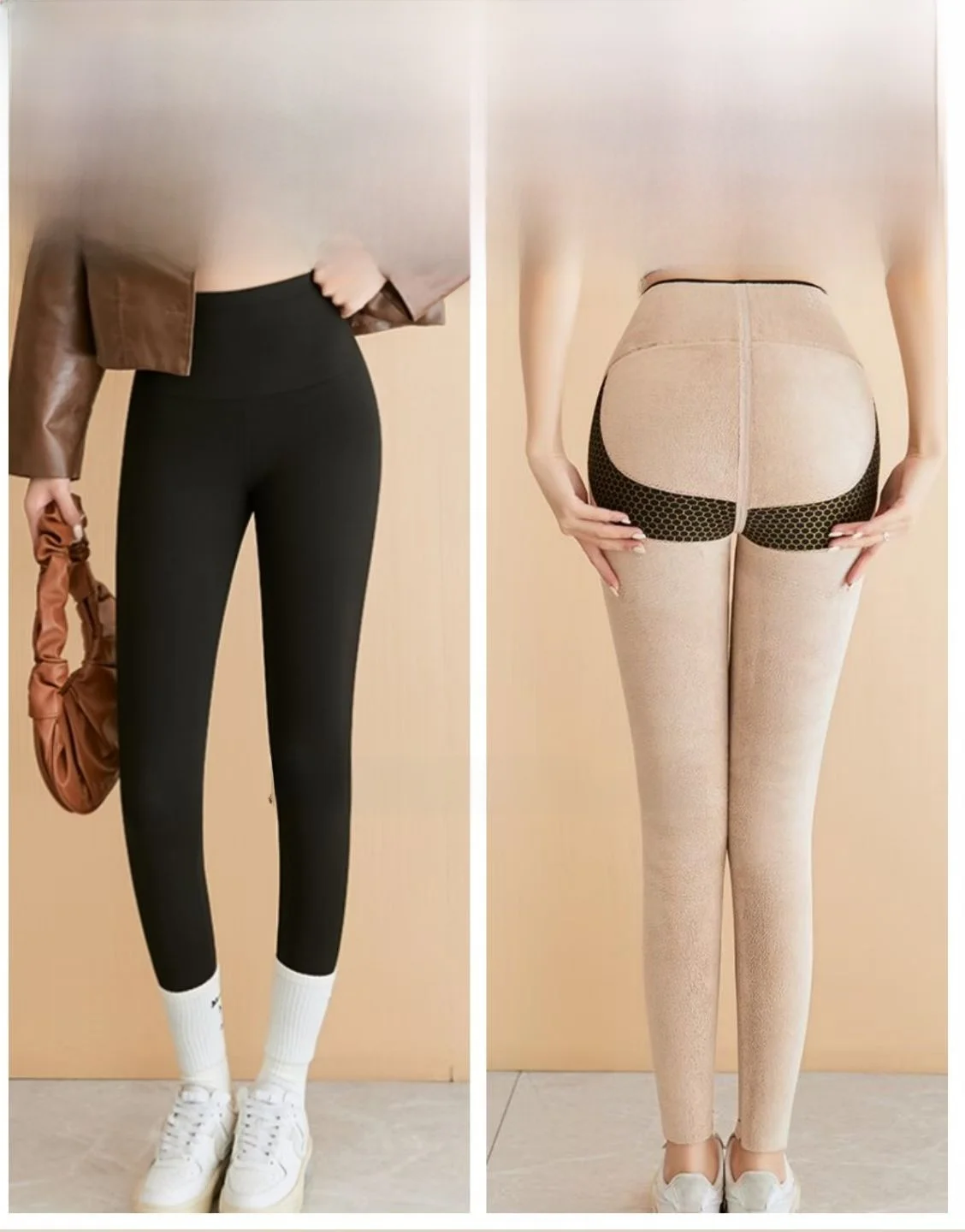 

Zhuosan Winter Thiened Fce Warm arkskin Yoga Pants High Waist Tummy Control Butt Lifting Slimming Outerwear Casual Leg...