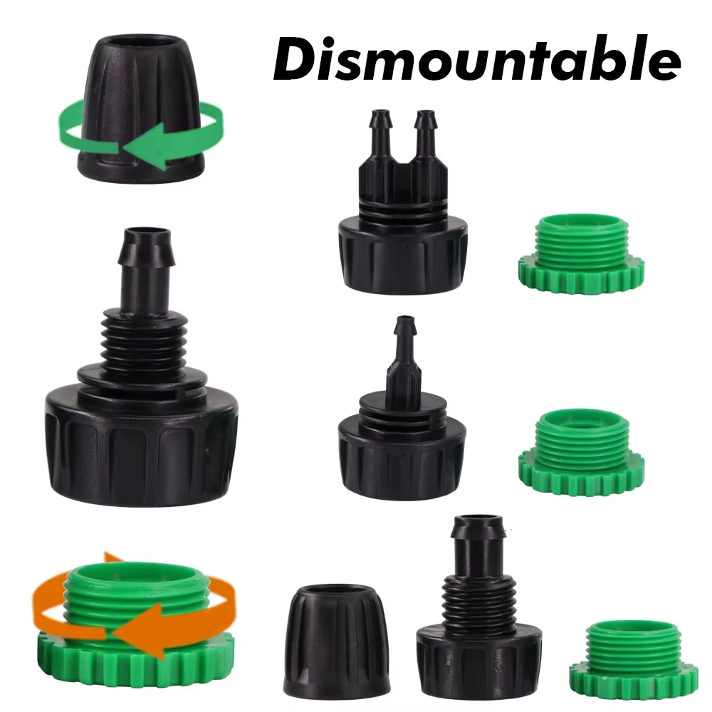 2 buah konektor keran selang taman, benang wanita 1/2 "3/4" ke 4/7mm 8/11mm 16mm adaptor Micro Drip Tubing fitting sambungan irigasi