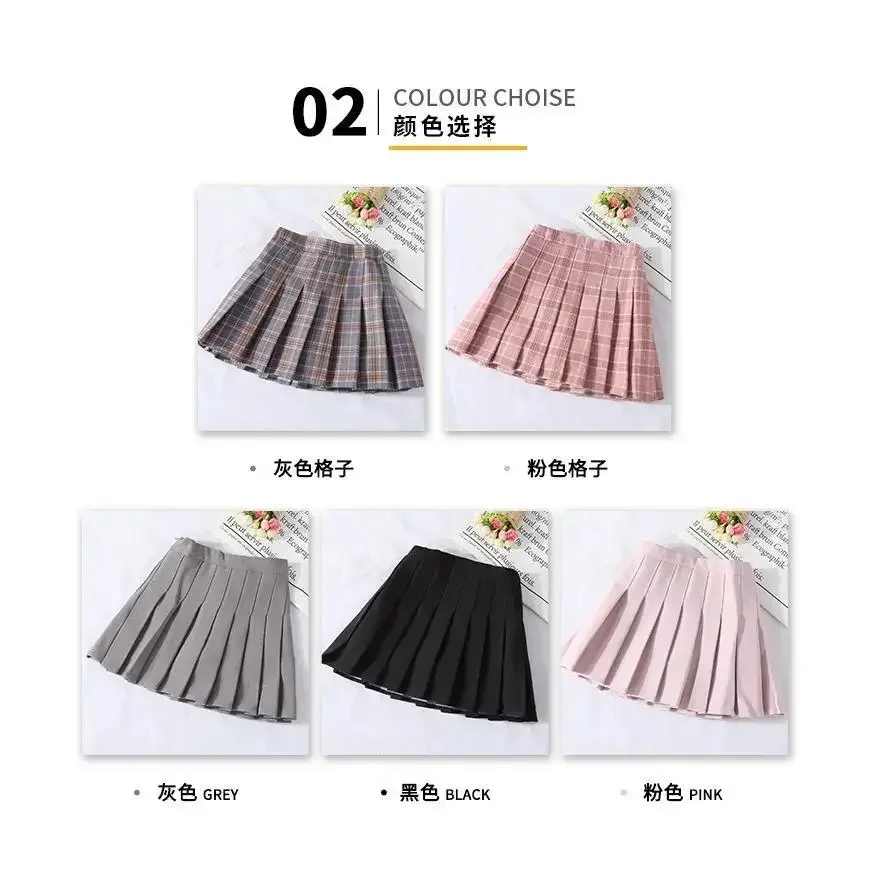 Girls Skirts Autumn Vintage Pleated Plaid Skirts School Teens Girl Spring Kids Skirt Children Clothing 3 4 6 8 10 12 13 14 Years