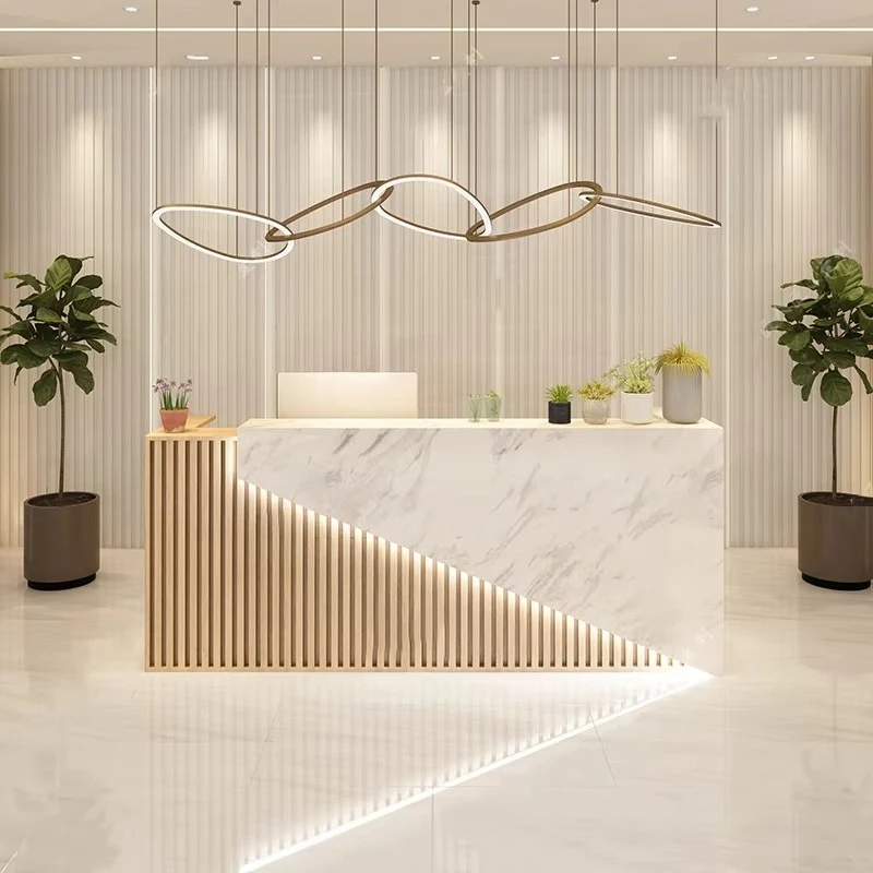 

&c Yunshuli Furniture Painted New Style Cash Register Special Shape Reception Desk Beauty Salon Office Consultation Bar